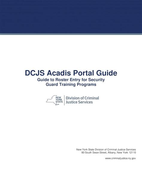 DCJS Acadis Portal Guide...DCJS Acadis Portal Guide Guide to Roster