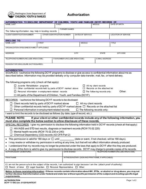 DCYF Form 09966 Download Fillable PDF or Fill Online Authorization to