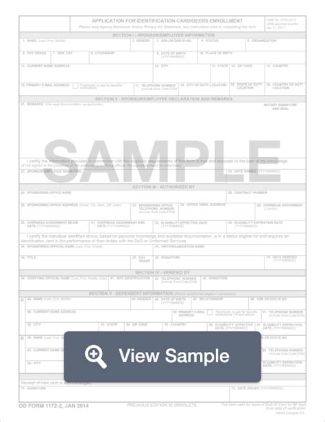 DD Form 11722 ID Card Application PDF Sample FormSwift