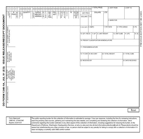 DD Form 13481A Issue Release/Receipt Document DD Forms