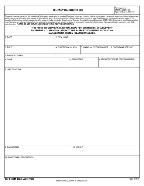 DD Form 1786. Military Handbook 300 Forms Docs 2023