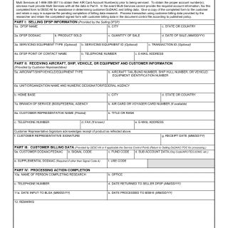 DD Form 1898D Alternate US DoD or Federal Civil Fuel Customer