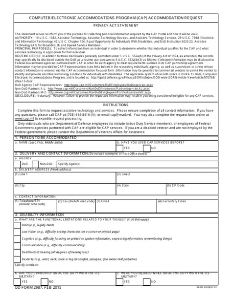 DD Form 2987 Download Fillable PDF or Fill Online Computer/Electronic