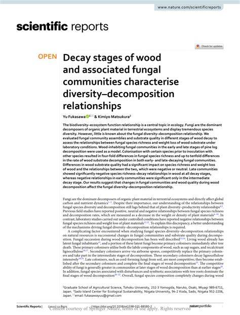 Decay stages of wood and associated fungal communities ... - Nature - raincitystudios.com