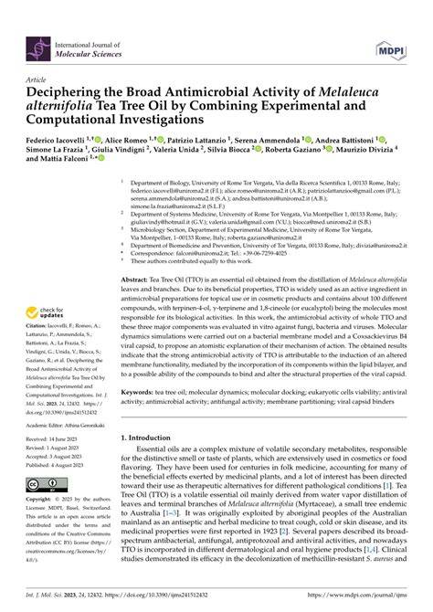 Deciphering the Broad Antimicrobial Activity of Melaleuca alternifolia ... - raincitystudios.com