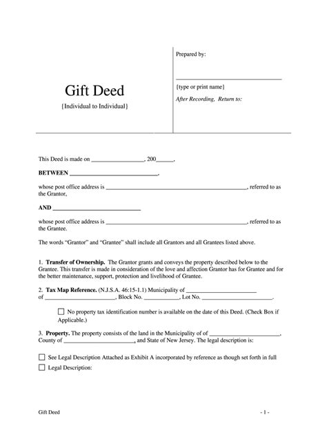 DEED OF GIFT in Word and Pdf formats