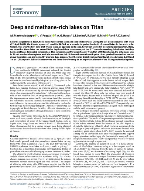 Deep and methane-rich lakes on Titan - Nature Astronomy - wintechmobiles.com