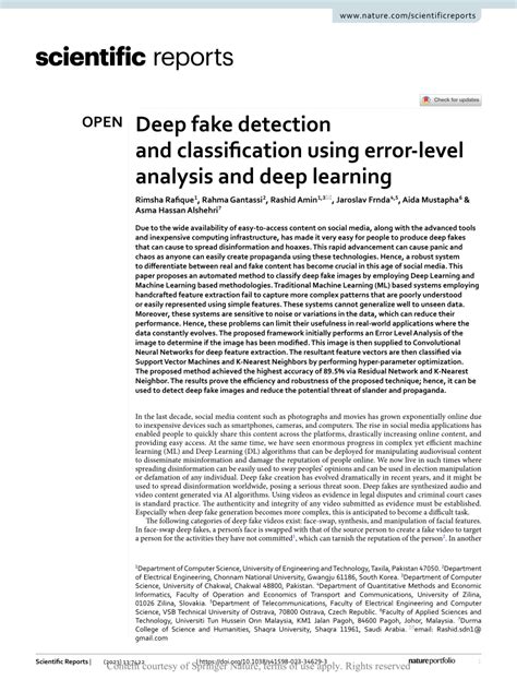 Deep fake detection and classification using error-level ... - Nature - coolestguyplanet.net