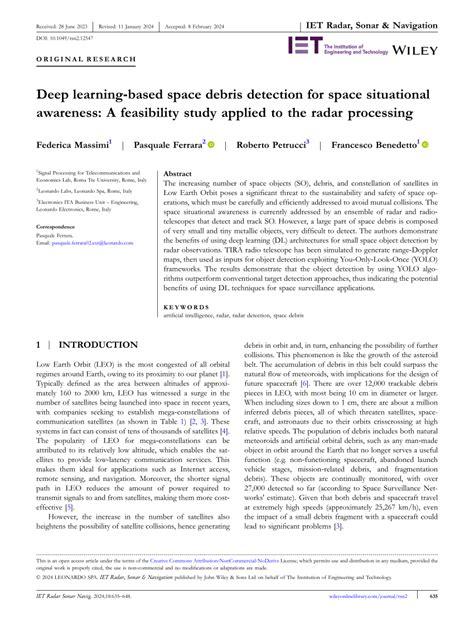 Deep learning‐based space debris detection for space situational ... - wintechmobiles.com