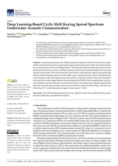 Deep Learning-Based Cyclic Shift Keying Spread Spectrum Underwater ... - raincitystudios.com