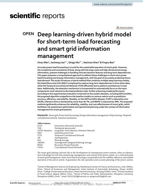 Deep learning-driven hybrid model for short-term load forecasting and ... - coolestguyplanet.net
