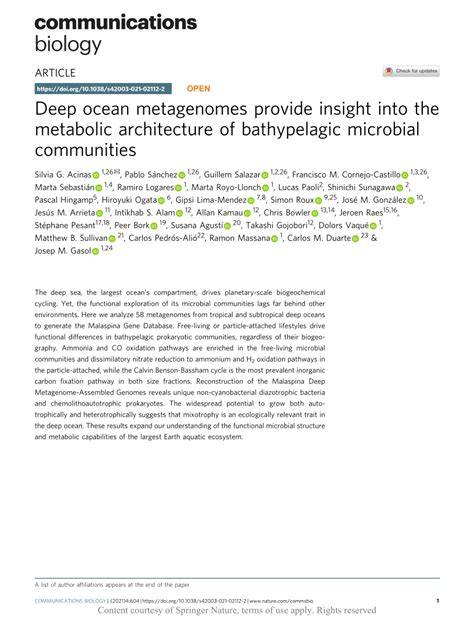 Deep ocean metagenomes provide insight into the metabolic ... - Nature - raincitystudios.com
