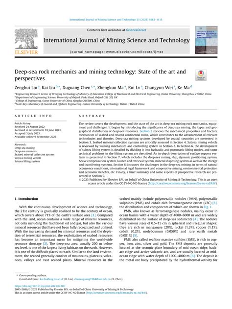 Deep-sea rock mechanics and mining technology: State of the art and ... - raincitystudios.com
