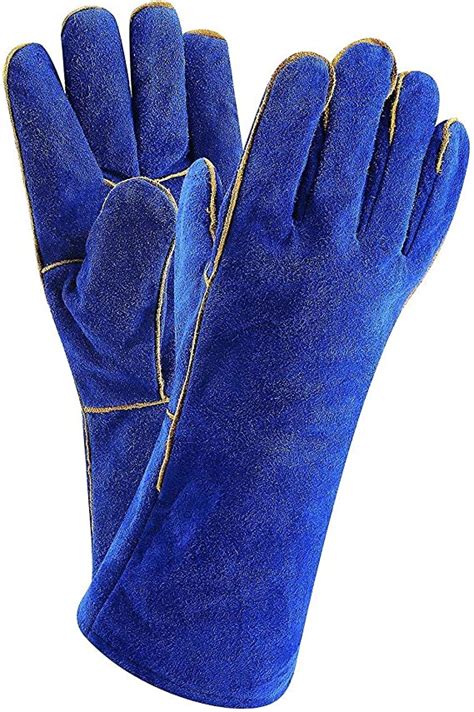 DEKO Welding Gloves 14 inch Leather Forge Heat Resistant Blue Welding …