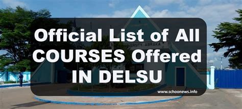 DELSU Courses and Requirement List of Courses Offered