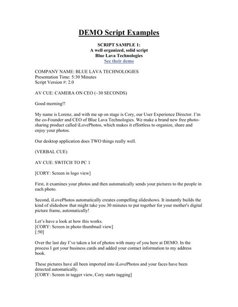 DEMO Script Examples SCRIPT SAMPLE 1 Manualzz
