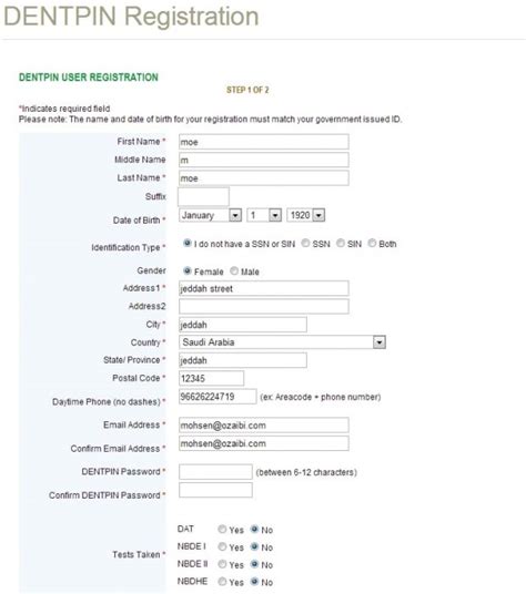 DENTPIN Registration Form OziDent