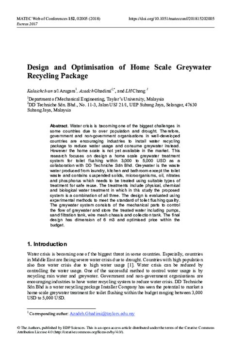 Design and Optimisation of Home Scale Greywater Recycling Package - raincitystudios.com