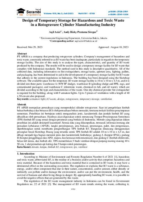 Design of an Integrated Temporary Storage for Hazardous and Toxic ... - raincitystudios.com
