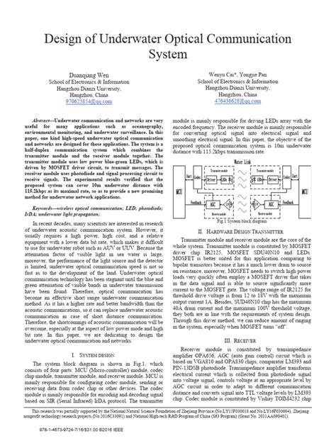Design of underwater optical communication system - IEEE Xplore - raincitystudios.com