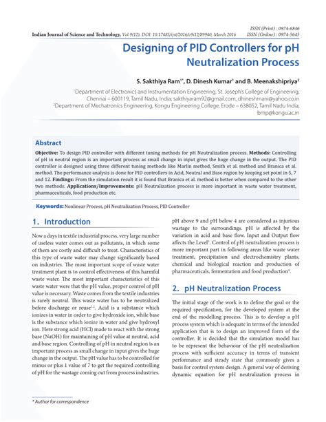 Designing of PID Controllers for pH Neutralization Process - raincitystudios.com