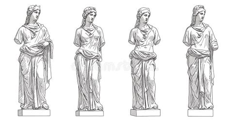 Detailed Black and White Illustration of Classical Greek Roman Statues ... - muktibox.com