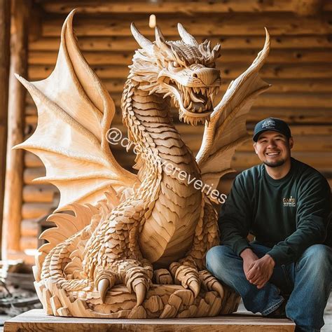 Detailed Wood Carving Process Of A Mythical Dragon Statue - muktibox.com