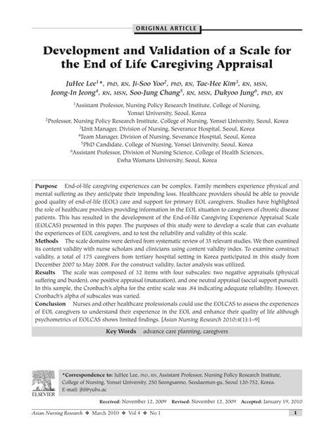 Development and Validation of a Scale for the End of Life Caregiving ... - wintechmobiles.com