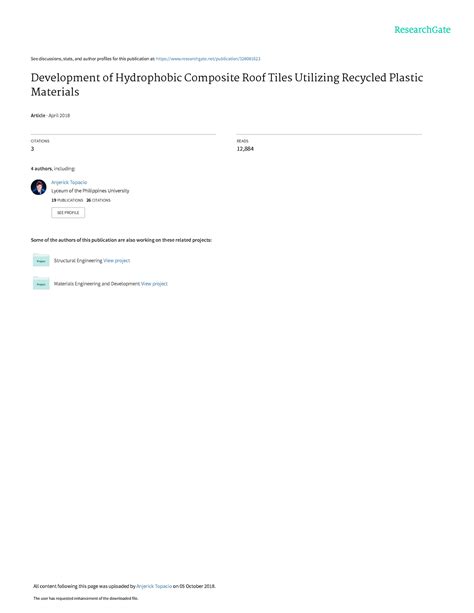 Development of Hydrophobic Composite Roof Tiles … - raincitystudios.com