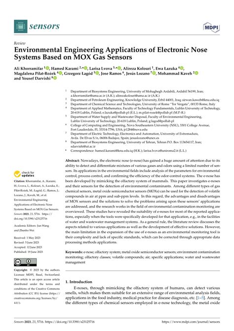 Developments and Applications of Electronic Nose Systems for Gas ... - coolestguyplanet.net