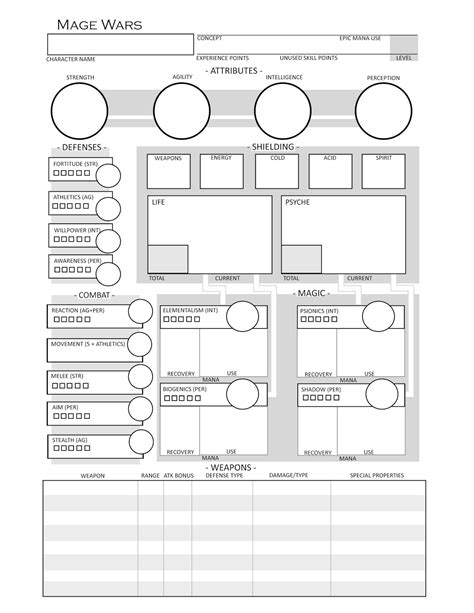 DEVGAME Character Sheets For My RPG