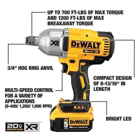 DEWALT XR Variable Speed Brushless 3/4-in square Drive …