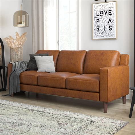 DHP Bryanna 3 Seater Sofa , Camel Faux Leather - Walmart.com