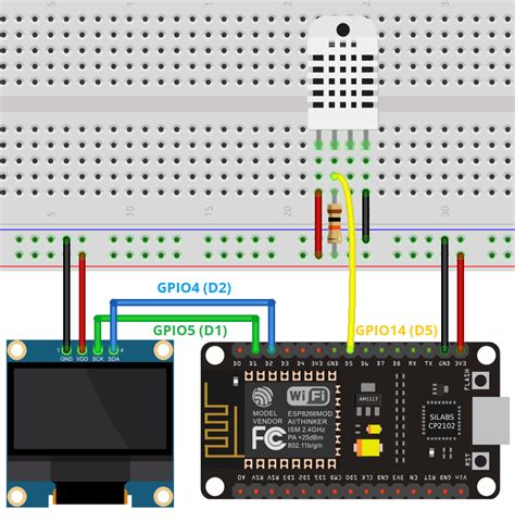DHT11 DHT22 sensor display temperature humidity readings in OLED