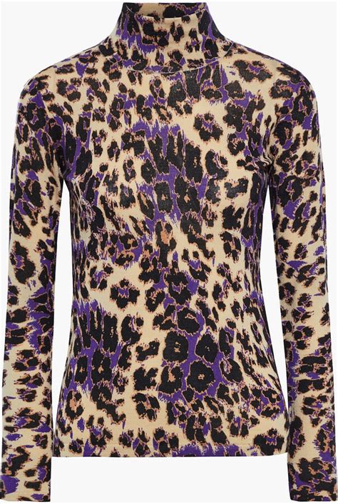 DIANE VON FURSTENBERG Brandy leopard-print merino wool turtleneck …