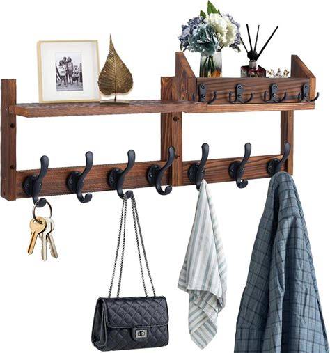 DICOSMETIC 1Set Wall Hooks with Shelf Wood Hanging Coat Rack Wall ... - raincitystudios.com