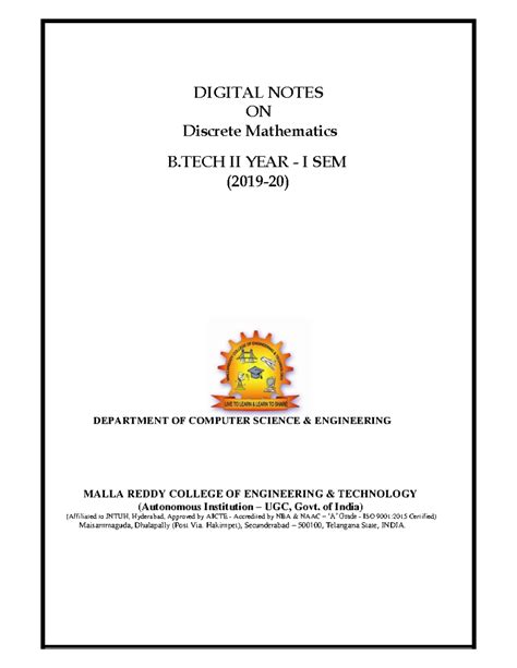 DIGITAL NOTES ON Discrete Mathematics B.TECH II YEAR - MRCET - wintechmobiles.com