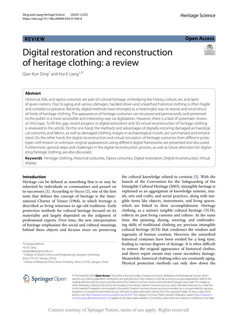 Digital restoration and reconstruction of heritage clothing: a review - muktibox.com