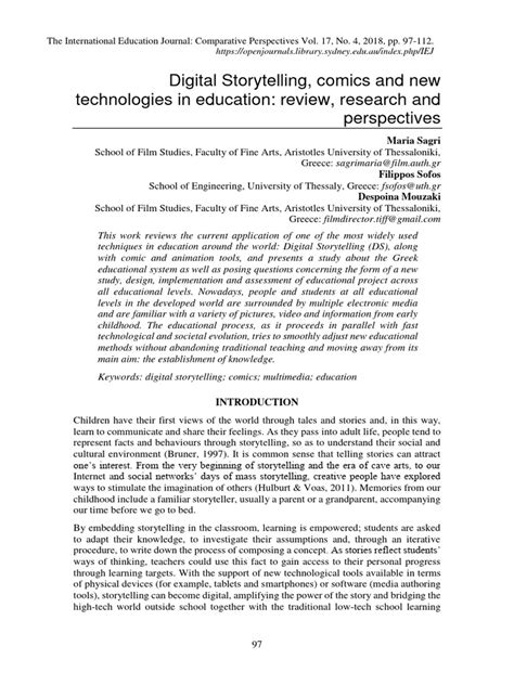 Digital Storytelling, comics and new technologies in education: review ... - wintechmobiles.com