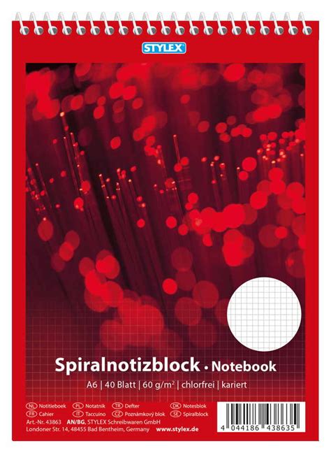 DIN A6 10x Spiral-Notizblock kariert Schreibblock