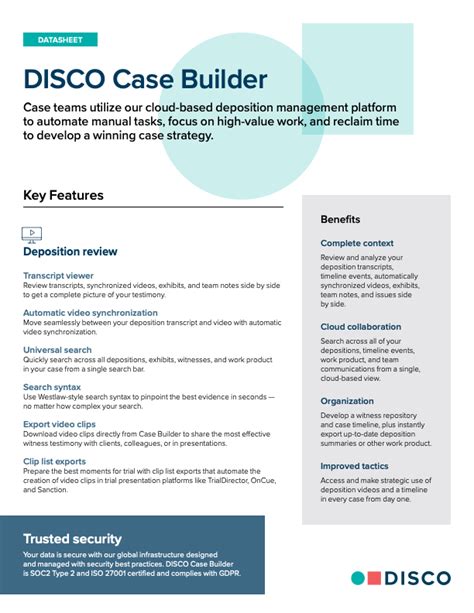 DISCO Resource Library DISCO Case Builder CloudBased Deposition