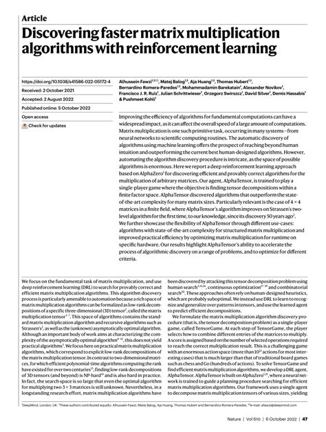 Discovering faster matrix multiplication algorithms with ... - Nature - wintechmobiles.com