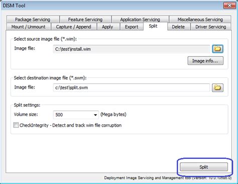 DISM Tool - Split image