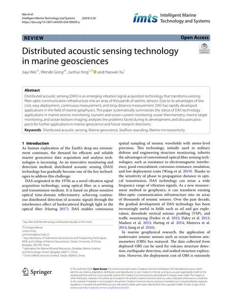 Distributed acoustic sensing technology in marine geosciences - raincitystudios.com