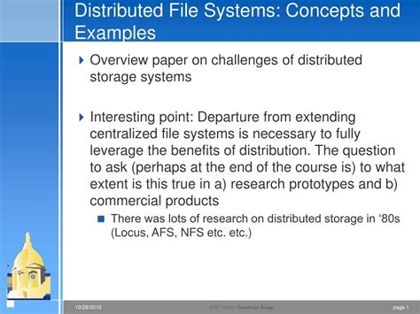 Distributed File Systems: Concepts and Examples - UC Davis - coolestguyplanet.net