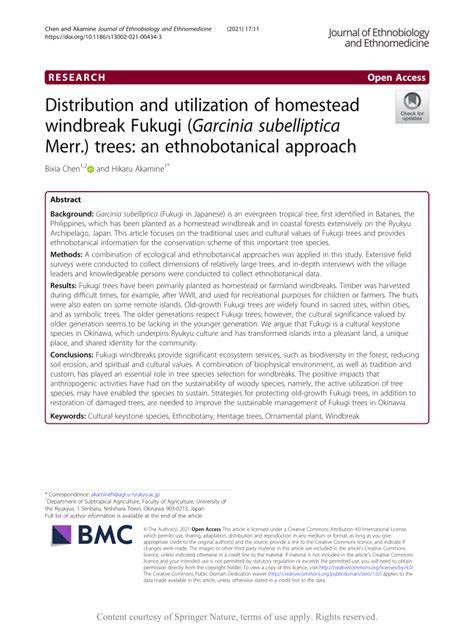 Distribution and utilization of homestead windbreak Fukugi (Garcinia ... - raincitystudios.com