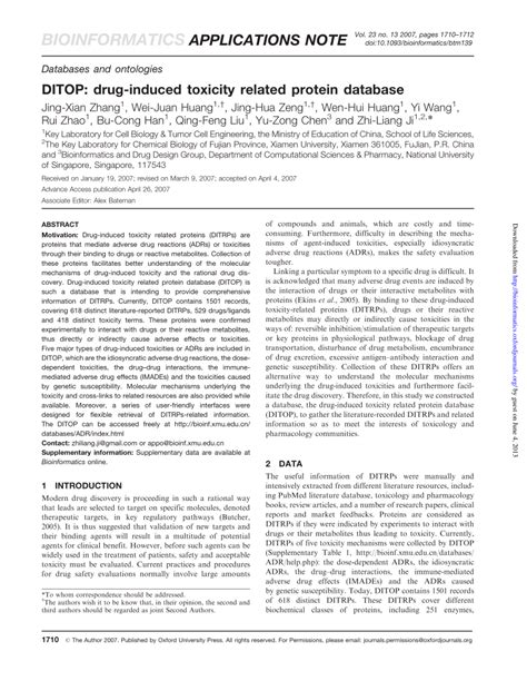 DITOP: drug-induced toxicity related protein database - PubMed