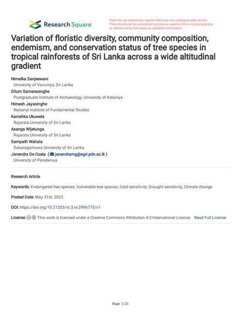 Diversity, endemism, and composition of tropical mountain forest ... - raincitystudios.com