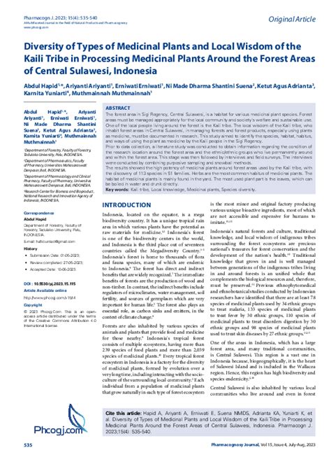 Diversity of Types of Medicinal Plants and Local Wisdom of the Kaili ... - wintechmobiles.com