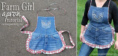DIY Farm Girl Apron Tutorial from Recycled Jeans - raincitystudios.com